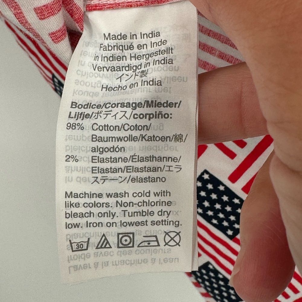 J. Crew Short-sleeve printed slim flex‎ washed casual shirt American Flag NWT XL - Picture 6 of 7